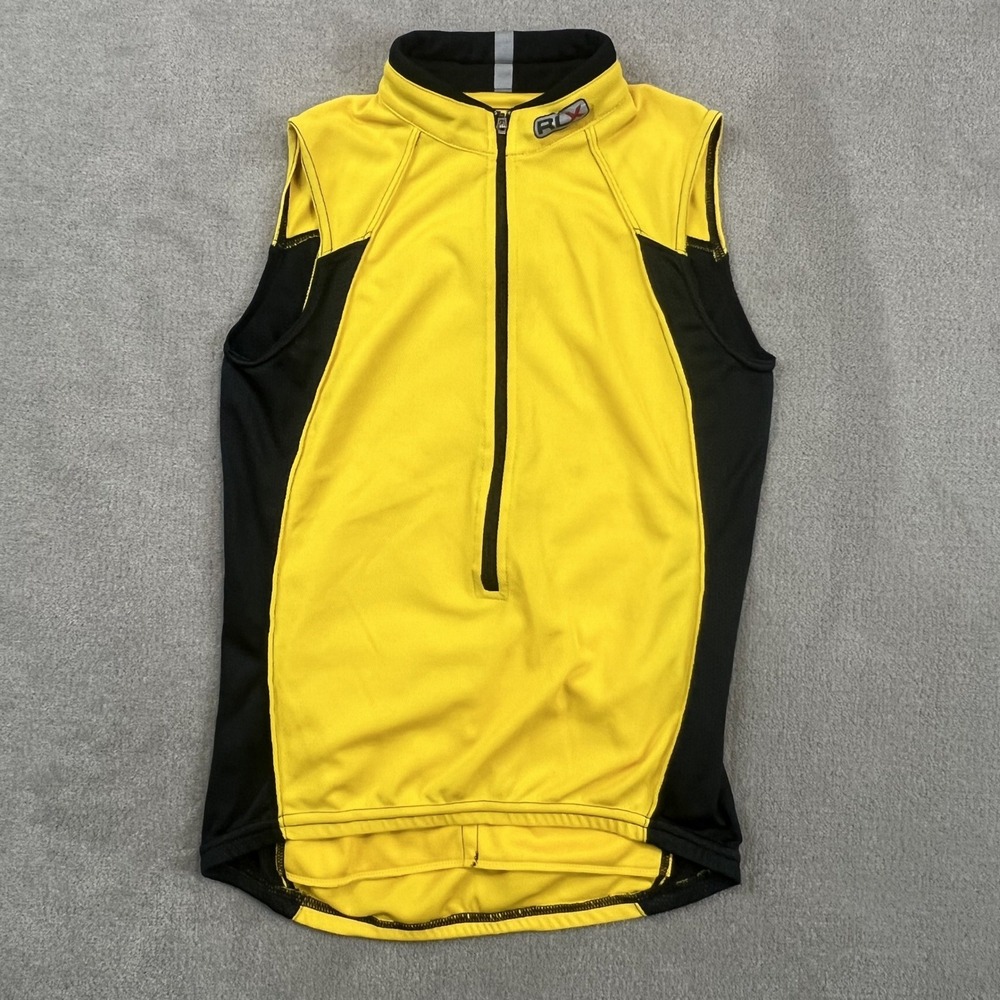 RLX Polo Sport Womens XS Cycling Jersey Vest Yellow Black Y2K Quarter Zip